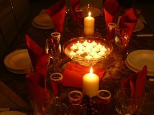 Christmas Candles on Table