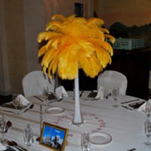 Yellow ostrich feather centerpiece